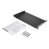 StarTech.com prateleira fixa de montagem em bastidor de servidor 1U - prateleira universal de braço em consola de aço com 25,4 cm de profundidade para bastidor de equipamento AV/rede de 19 polegadas - robusta - capacidade de carga 20 kg, preto