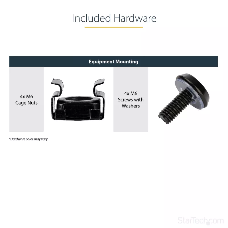 StarTech.com prateleira fixa de montagem em bastidor de servidor 1U - prateleira universal de braço em consola de aço com 25,4 cm de profundidade para bastidor de equipamento AV/rede de 19 polegadas - robusta - capacidade de carga 20 kg, preto