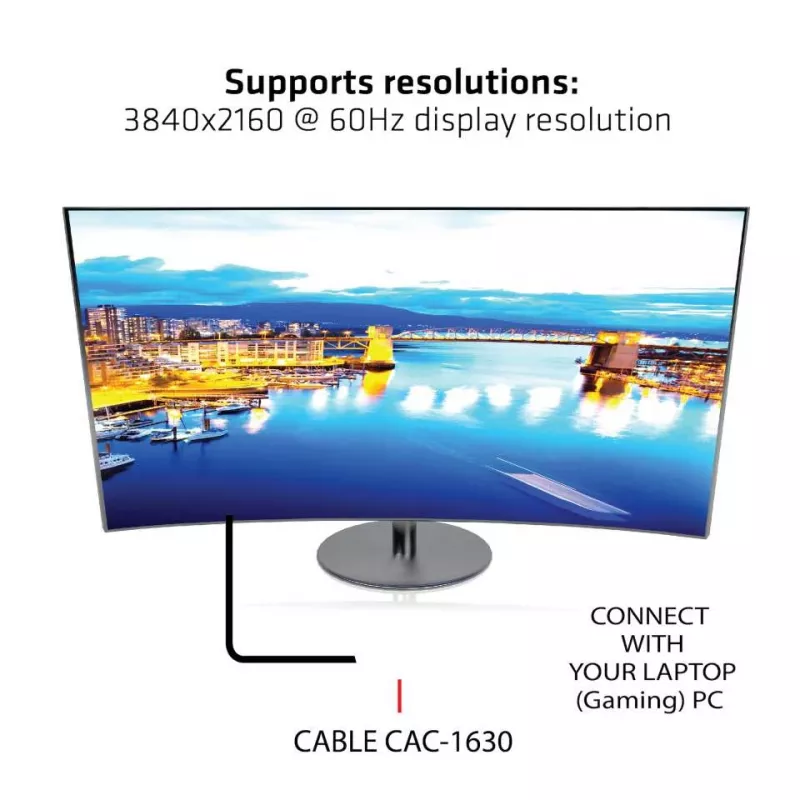 CLUB3D adaptador ativo USB Type C + HDMI™ + MiniDisplayPort™ 1.2 para HDMI™ 4K60Hz HDR M/M 32AWG