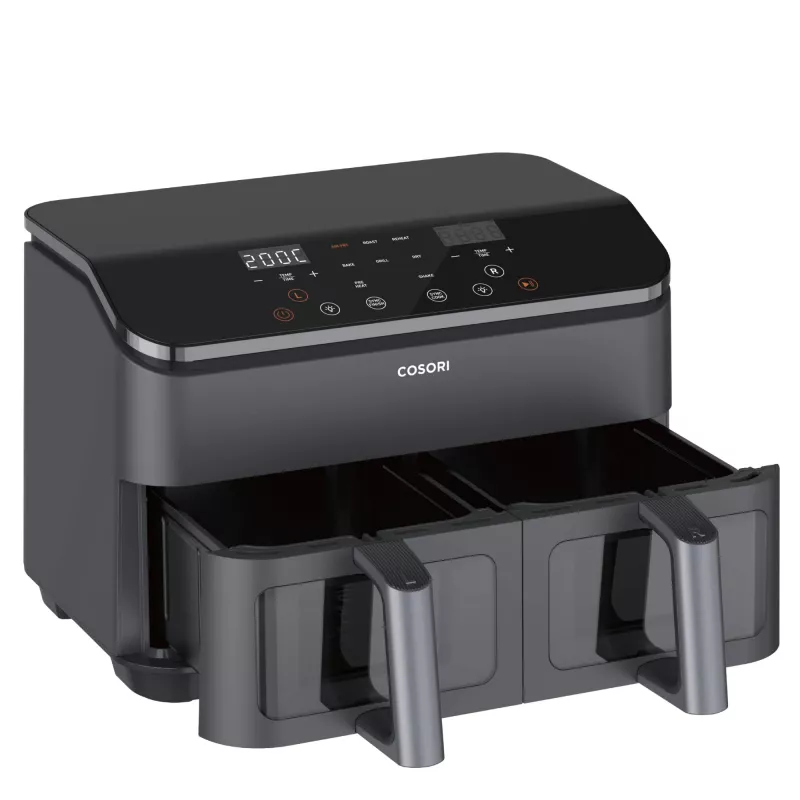 Cosori Dual Basket Chef Edition fritadeira de ar quente dupla 8,5 L de bancada 1750 W preto, prateado