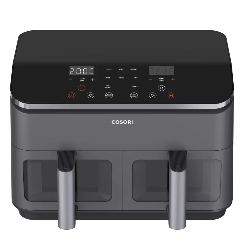 Cosori Dual Basket Chef Edition fritadeira de ar quente dupla 8,5 L de bancada 1750 W preto, prateado