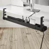 StarTech.com bandeja de gestão de cabos sob a mesa, organizador de cabos ajustável em comprimento, montagem por aperto, sem necessidade de perfurar, suporte para réguas de tomadas, preto