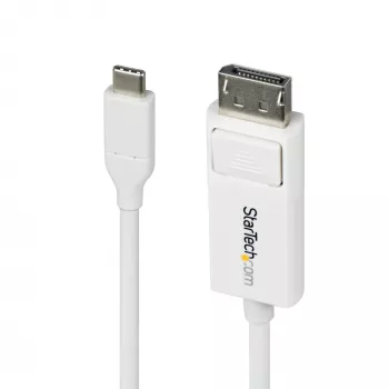 Cabo USB-C para DisplayPort 1.2 StarTech.com 6ft (2m), bidirecional, 4K 60Hz, branco, cabo adaptador de vídeo para Apple MacBook Pro / Air M1 M2 M3 M4, Mac Mini / Studio, compatível com Thunderbolt