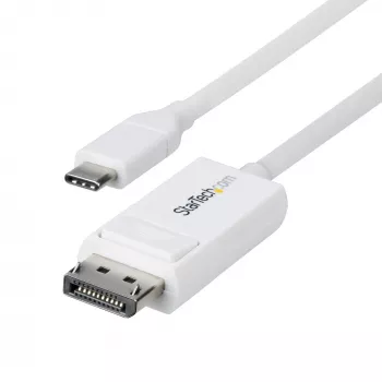 Cabo USB-C para DisplayPort 1.2 StarTech.com 6ft (2m), bidirecional, 4K 60Hz, branco, cabo adaptador de vídeo para Apple MacBook Pro / Air M1 M2 M3 M4, Mac Mini / Studio, compatível com Thunderbolt