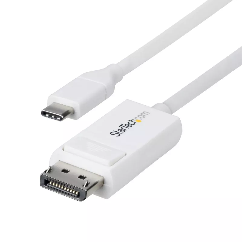 Cabo USB-C para DisplayPort 1.2 StarTech.com 6ft (2m), bidirecional, 4K 60Hz, branco, cabo adaptador de vídeo para Apple MacBook Pro / Air M1 M2 M3 M4, Mac Mini / Studio, compatível com Thunderbolt