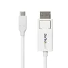 Cabo USB-C para DisplayPort 1.2 StarTech.com 6ft (2m), bidirecional, 4K 60Hz, branco, cabo adaptador de vídeo para Apple MacBook Pro / Air M1 M2 M3 M4, Mac Mini / Studio, compatível com Thunderbolt