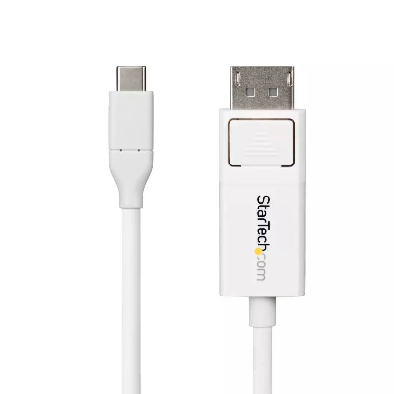 Cabo USB-C para DisplayPort 1.2 StarTech.com 6ft (2m), bidirecional, 4K 60Hz, branco, cabo adaptador de vídeo para Apple MacBook Pro / Air M1 M2 M3 M4, Mac Mini / Studio, compatível com Thunderbolt