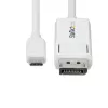 Cabo USB-C para DisplayPort 1.2 StarTech.com 6ft (2m), bidirecional, 4K 60Hz, branco, cabo adaptador de vídeo para Apple MacBook Pro / Air M1 M2 M3 M4, Mac Mini / Studio, compatível com Thunderbolt