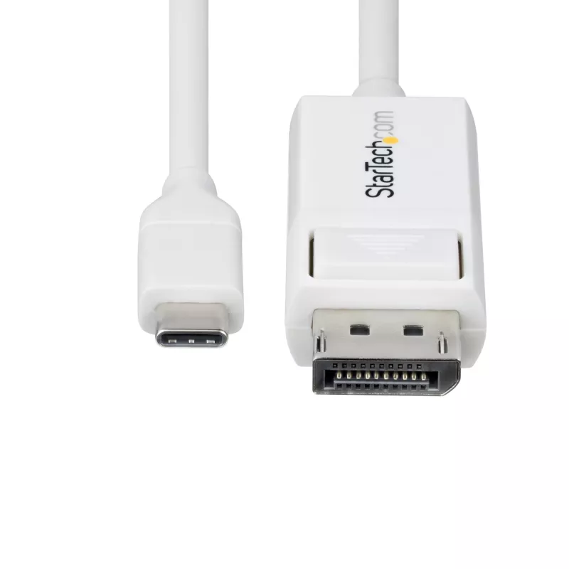 Cabo USB-C para DisplayPort 1.2 StarTech.com 6ft (2m), bidirecional, 4K 60Hz, branco, cabo adaptador de vídeo para Apple MacBook Pro / Air M1 M2 M3 M4, Mac Mini / Studio, compatível com Thunderbolt