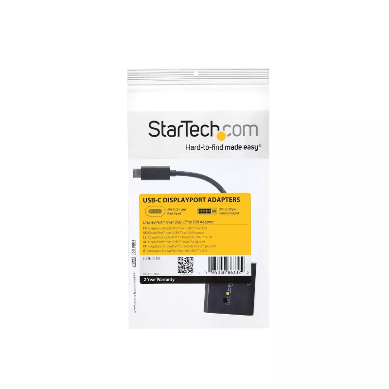 Adaptador USB-C para DVI StarTech.com – preto – 1920x1200 – conversor de vídeo USB Type-C para o seu ecrã/monitor/projetor DVI-D – versão atualizada é CDP2DVIEC