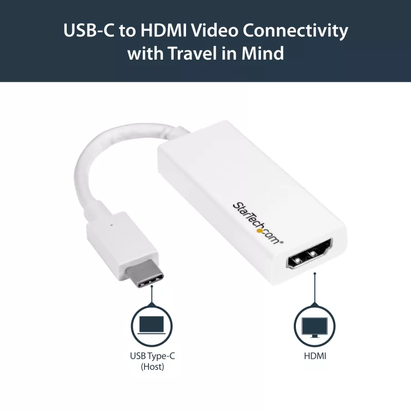 Adaptador USB-C para HDMI StarTech.com - branco - 4K 60Hz, USB Type-C, saída HDMI, 3840 x 2160 píxeis