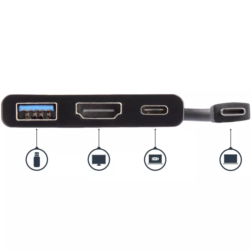 Adaptador multiporta USB-C para HDMI StarTech.com – porta USB 3.0 – 60W PD – preto
