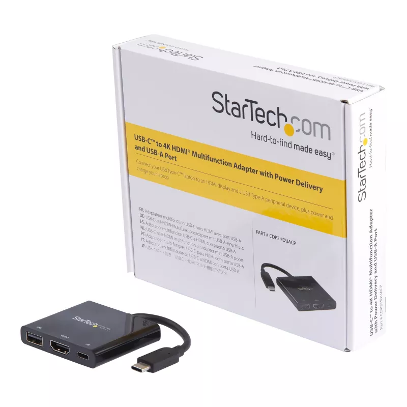 Adaptador multiporta USB-C para HDMI StarTech.com – porta USB 3.0 – 60W PD – preto
