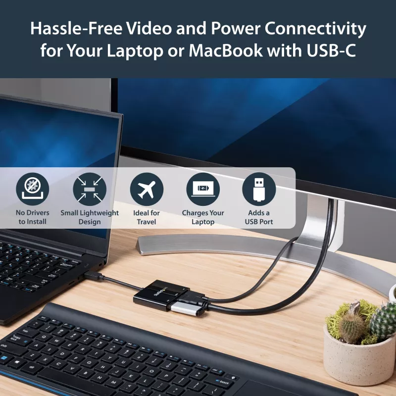 Adaptador multiporta USB-C para HDMI StarTech.com – porta USB 3.0 – 60W PD – preto