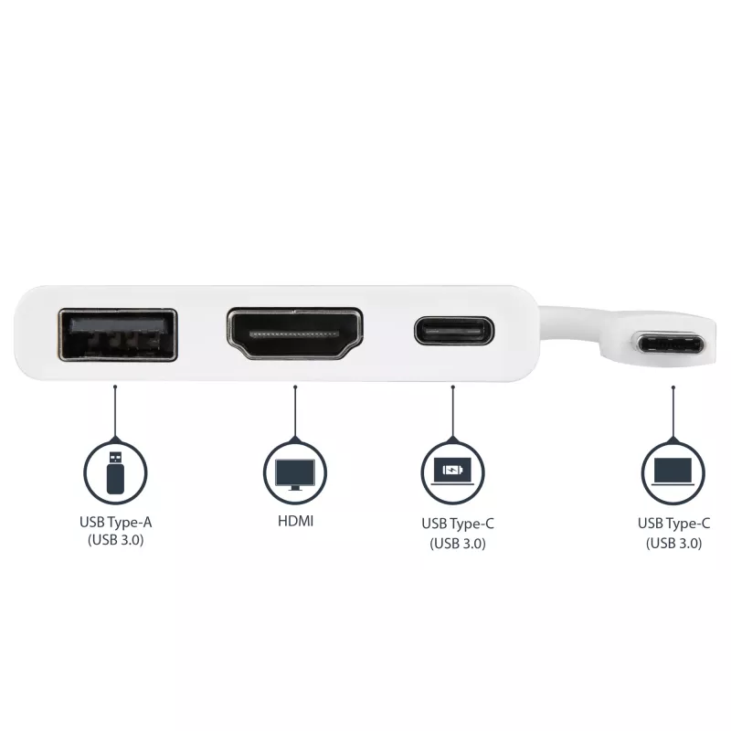 Adaptador multiporta USB-C para HDMI StarTech.com – porta USB 3.0 – 60 W PD – branco
