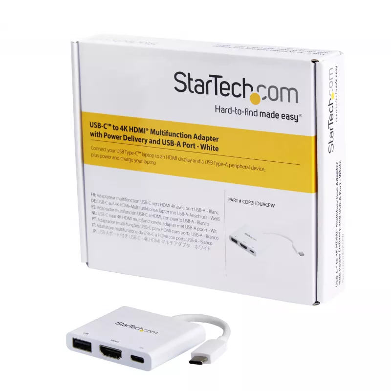 Adaptador multiporta USB-C para HDMI StarTech.com – porta USB 3.0 – 60 W PD – branco