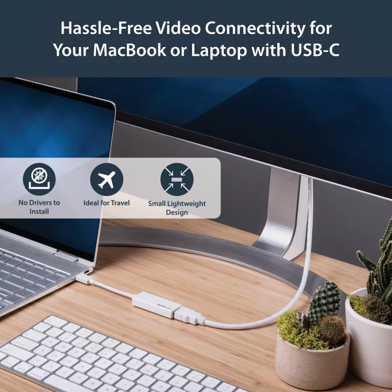 Adaptador USB-C para HDMI StarTech.com com 4K 30Hz - branco, USB Type-C, saída HDMI, 3840 x 2160 píxeis