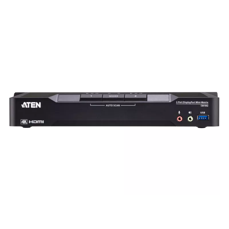 ATEN comutador KVM Mini-Matrix Boundless de 2 portas 4K DisplayPort com duplo monitor