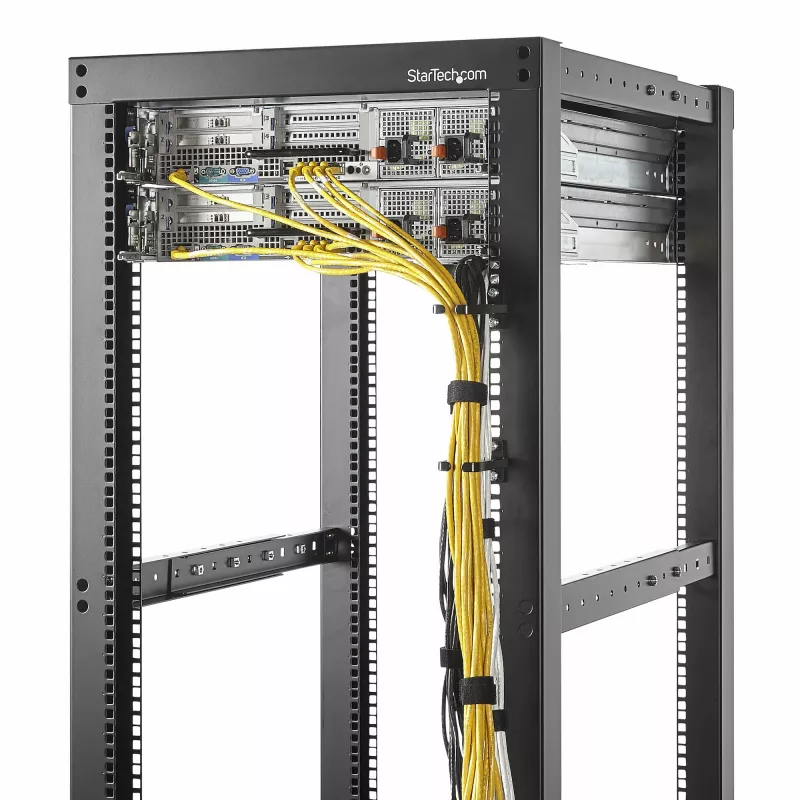 StarTech.com pack de 5 ganchos em D verticais de encaminhamento de cabos 1U, gestor de cabos para racks/armários de servidor de 19 polegadas, organizador de cabos de rack de rede, anéis de encaminhamento de cabos