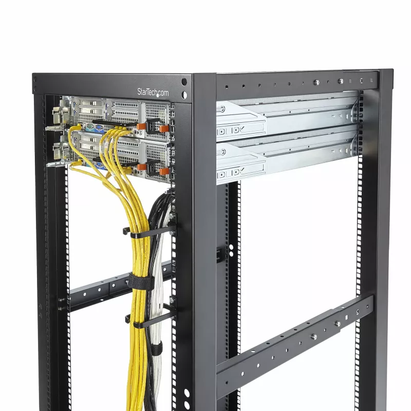StarTech.com pack de 5 ganchos em D verticais de encaminhamento de cabos 1U, gestor de cabos para racks/armários de servidor de 19 polegadas, organizador de cabos de rack de rede, anéis de encaminhamento de cabos