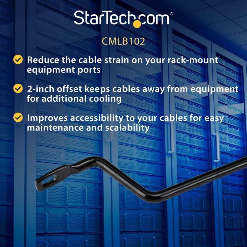 StarTech.com barras horizontais de encaminhamento de cabos com deslocamento de 2 polegadas para racks – pack de 10