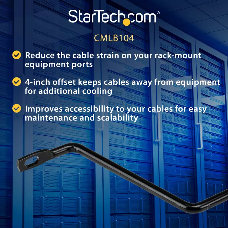 StarTech.com barras horizontais de encaminhamento de cabos com deslocamento de 10,2 cm para racks – pack de 10