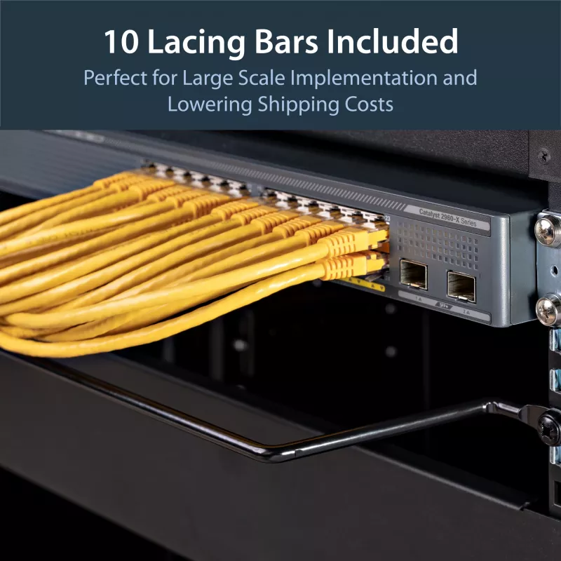StarTech.com barras horizontais de encaminhamento de cabos com deslocamento de 10,2 cm para racks – pack de 10