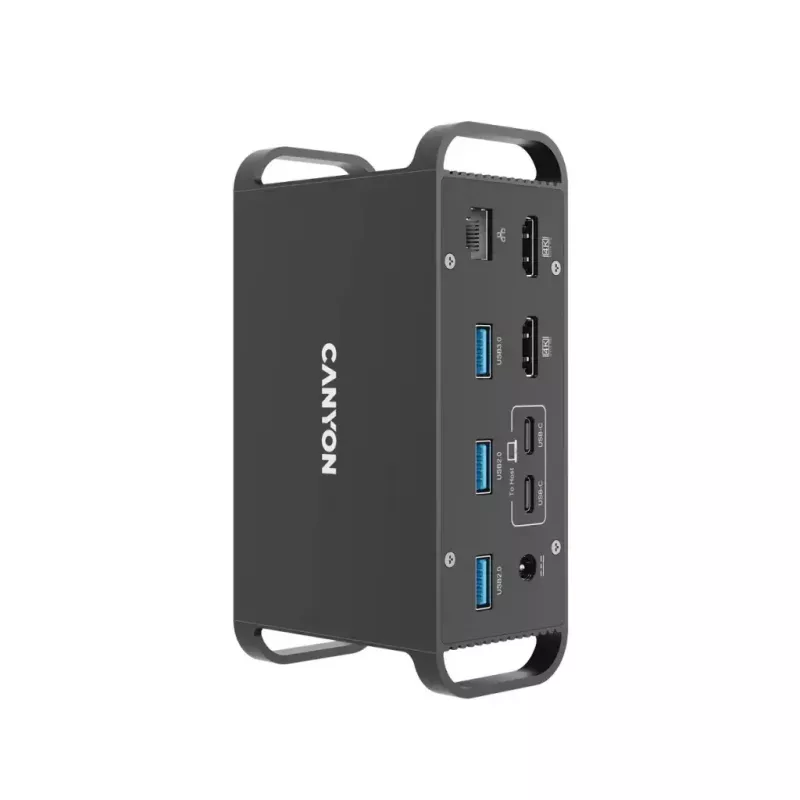 Canyon DS-95 CNS-HDS95ST estação de ancoragem USB-C 14 em 1 com adaptador CA de 100 W, cinzenta