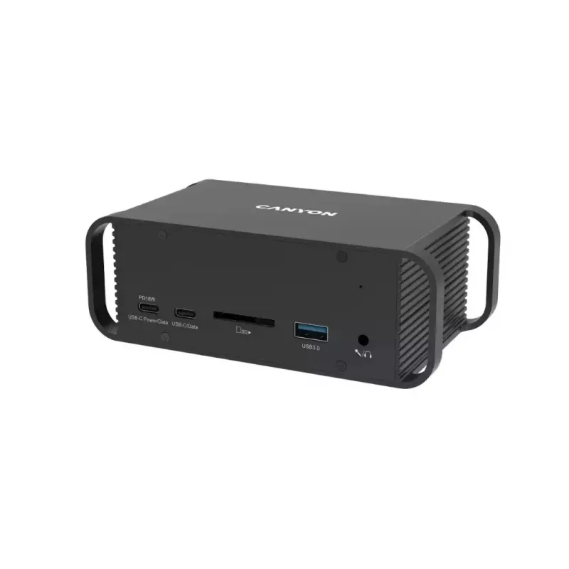 Canyon DS-95 CNS-HDS95ST estação de ancoragem USB-C 14 em 1 com adaptador CA de 100 W, cinzenta