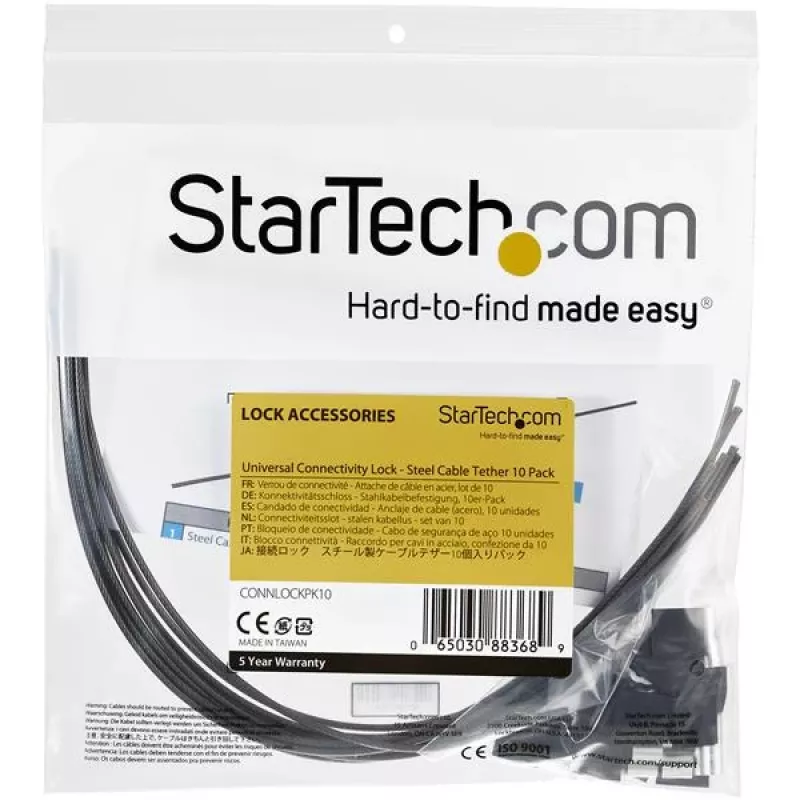 StarTech.com pack de 10 atilhos de segurança para adaptadores e dongles – atilho universal para adaptadores de cabo – atilhos – conjunto de fecho de cabo de aço ajustável e antivandalismo