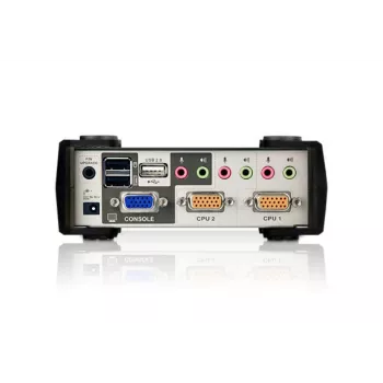 ATEN Switch KVM VGA USB - PS/2 de 2 portas com áudio e hub USB 2.0 (cabo KVM incluído)