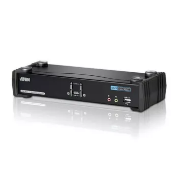 ATEN Switch KVM DVI Dual Link USB de 2 portas com áudio e hub USB 2.0 (cabo KVM incluído)
