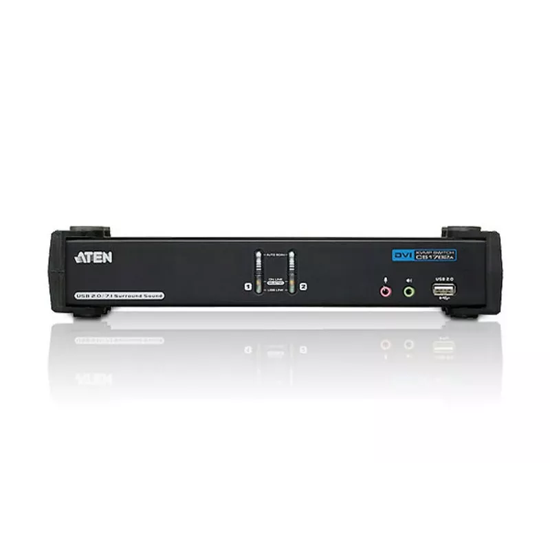 ATEN Switch KVM DVI Dual Link USB de 2 portas com áudio e hub USB 2.0 (cabo KVM incluído)