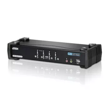 ATEN Switch KVM DVI Dual Link USB de 4 portas com áudio e hub USB 2.0 (cabo KVM incluído)