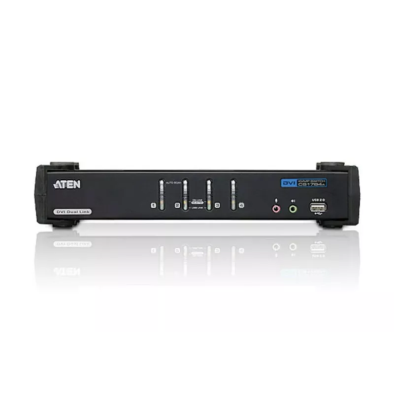 ATEN Switch KVM DVI Dual Link USB de 4 portas com áudio e hub USB 2.0 (cabo KVM incluído)