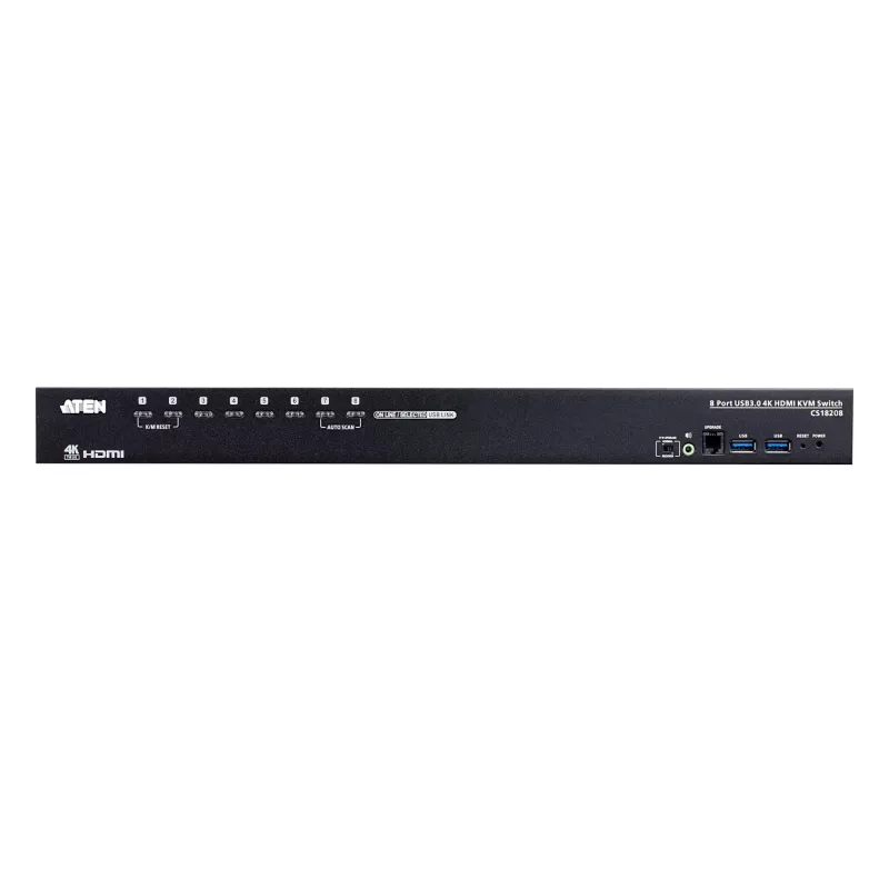 ATEN Switch KVM HDMI 4K USB 3.0 de 8 portas, 4096 x 2160 píxeis, 4K Ultra HD, 9,77 W, Preto
