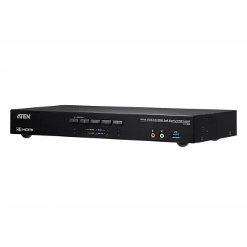 ATEN Switch KVMP™ HDMI 4K USB 3.0 de 4 portas com ecrã duplo, 4096 x 2160 píxeis, 4K Ultra HD, 4,42 W, Preto