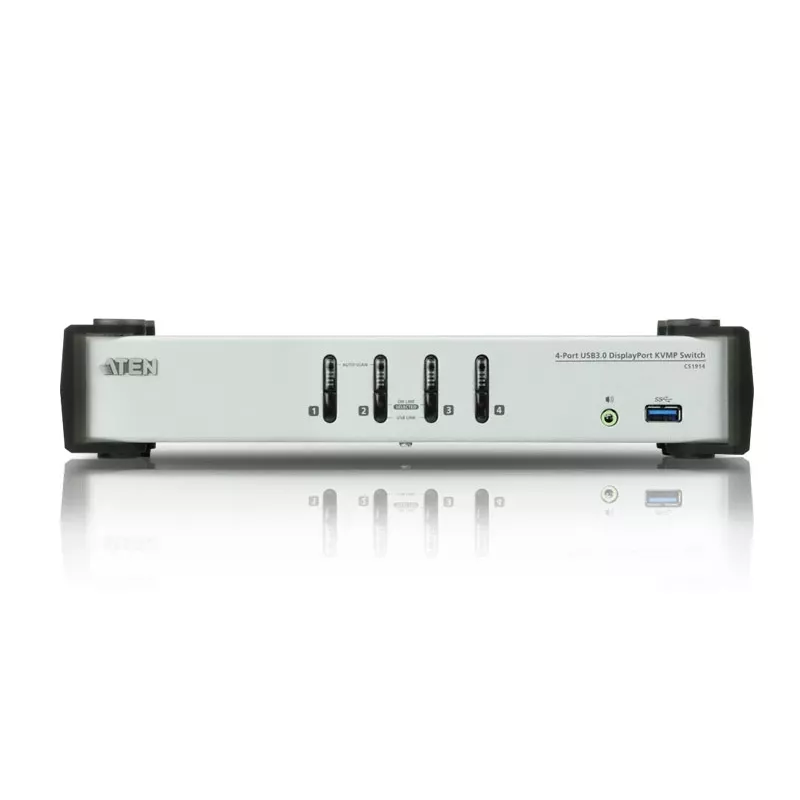 ATEN Switch KVMP™ DisplayPort 1.1 USB 3.1 Gen 1 de 4 portas com altifalante (cabo KVM incluído)