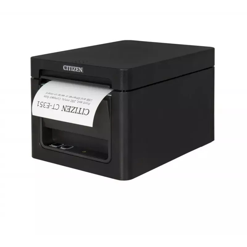Citizen CT-E351 CTE351XXEBX impressora térmica de recibos, 203 dpi, 80/58 mm, 250 mm/s, USB + RS232, com cortador, preta