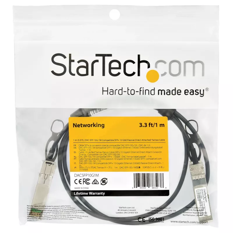 Cabo de ligação direta Twinax SFP+ para SFP+ 1m 10G compatível com StarTech.com Dell EMC DAC-SFP-10G-1M – DAC de cobre SFP+ 10GbE 10 Gbit/s módulo Mini-GBIC/transceptor passivo de baixo consumo DAC