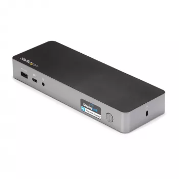 StarTech.com docking station universal para portátil, dock híbrido USB-C & USB-A, dual 4K DP & HDMI, 60W PD, Mac / Windows / Chrome OS, hub 4x USB 5Gbps, GbE