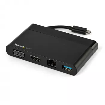StarTech.com adaptador multiporta USB-C com HDMI, VGA, Gigabit Ethernet & USB 3.0 – mini dock hub USB-C para HDMI 4K ou ecrã VGA 1080p – docking station de viagem USB Type-C para portáteis USB-C