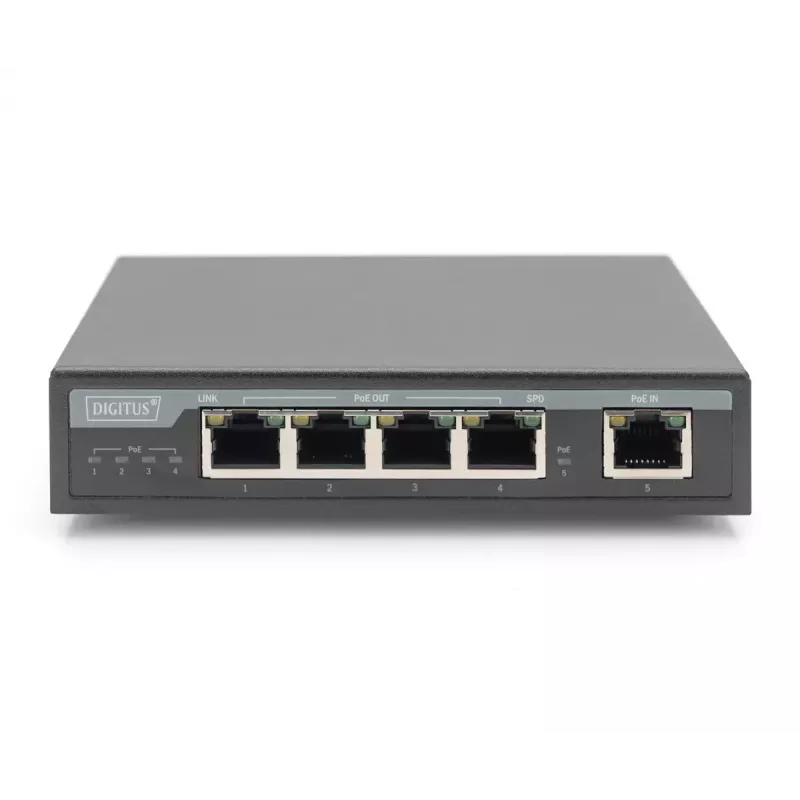 Extensor 4PPoE Gigabit Digitus 4 portas 802.3at 60W Preto