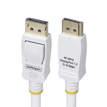 Cabo DisplayPort 1.2 certificado VESA StarTech.com 10ft (3m) Branco, 4K 60Hz, 21,6 Gbit/s, fichas DP com encaixe, cabo DisplayPort DP 1.2, cabo de monitor DP, M/M