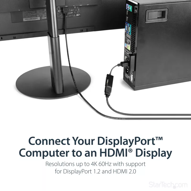StarTech.com DP2HD4K60S adaptador de DisplayPort para HDMI, 4K 60Hz, 0,215 m, macho/fêmea