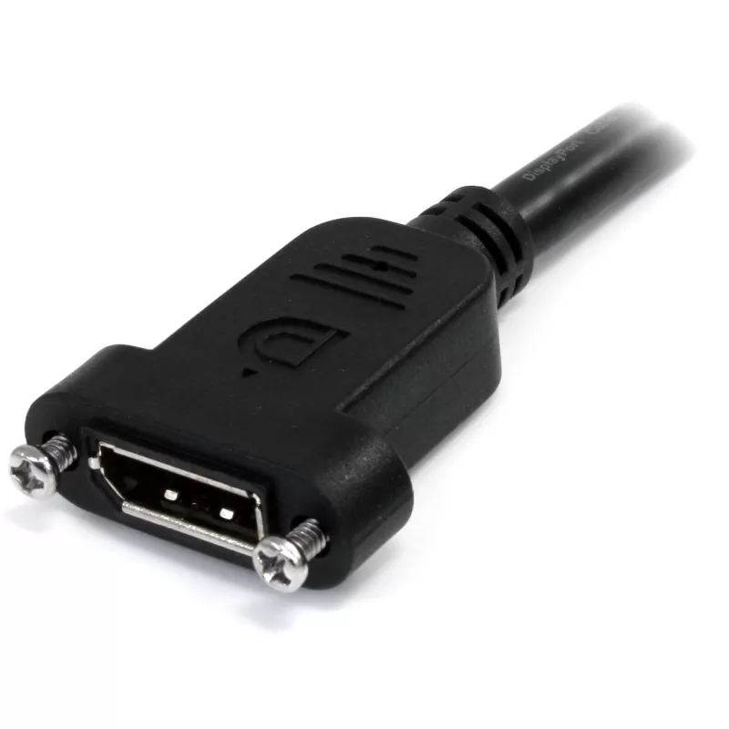 Cabo DisplayPort StarTech.com 1 m com montagem em painel – 4K x 2K – cabo de extensão DisplayPort 1.2 macho para fêmea – cabo de vídeo DP com conector DP de montagem em painel – cabo de monitor DP