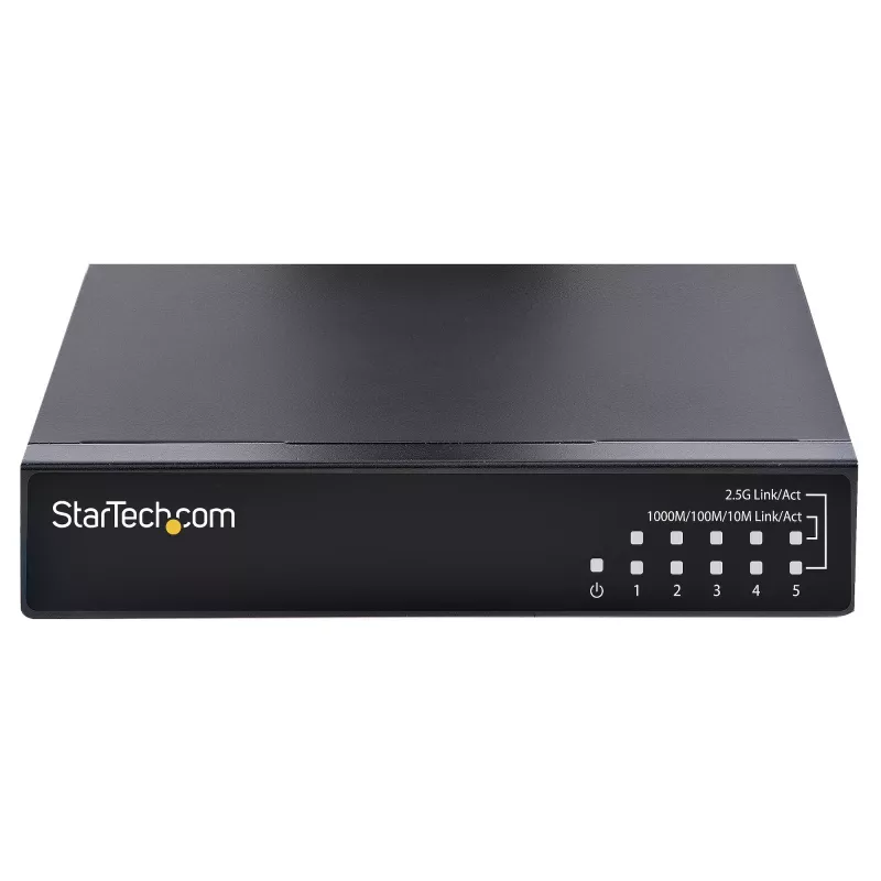 StarTech.com Switch 2.5G não gerido – Switch Gigabit de 5 portas – Switch Ethernet 2.5GBASE-T não gerido – Splitter Ethernet – Montagem em calha DIN ou parede – Multi-Gigabit – Auto-MDIX – 9K Jumbo