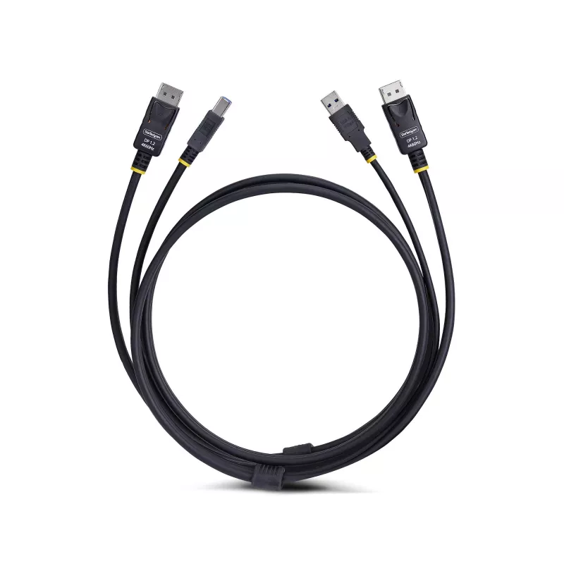 Cabo KVM DisplayPort e USB 5 Gbit/s StarTech.com 6ft (1,8 m), 4K 60 Hz, cabo combinado DP 1.2/USB 3.0 universalmente compatível para switches KVM