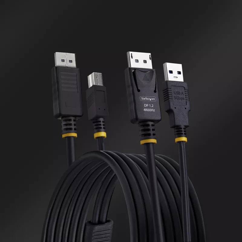 Cabo KVM DisplayPort e USB 5 Gbit/s StarTech.com 6ft (1,8 m), 4K 60 Hz, cabo combinado DP 1.2/USB 3.0 universalmente compatível para switches KVM