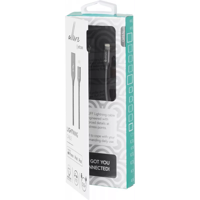 eSTUFF ES601165 Cabo Lightning 1,5 m cinzento